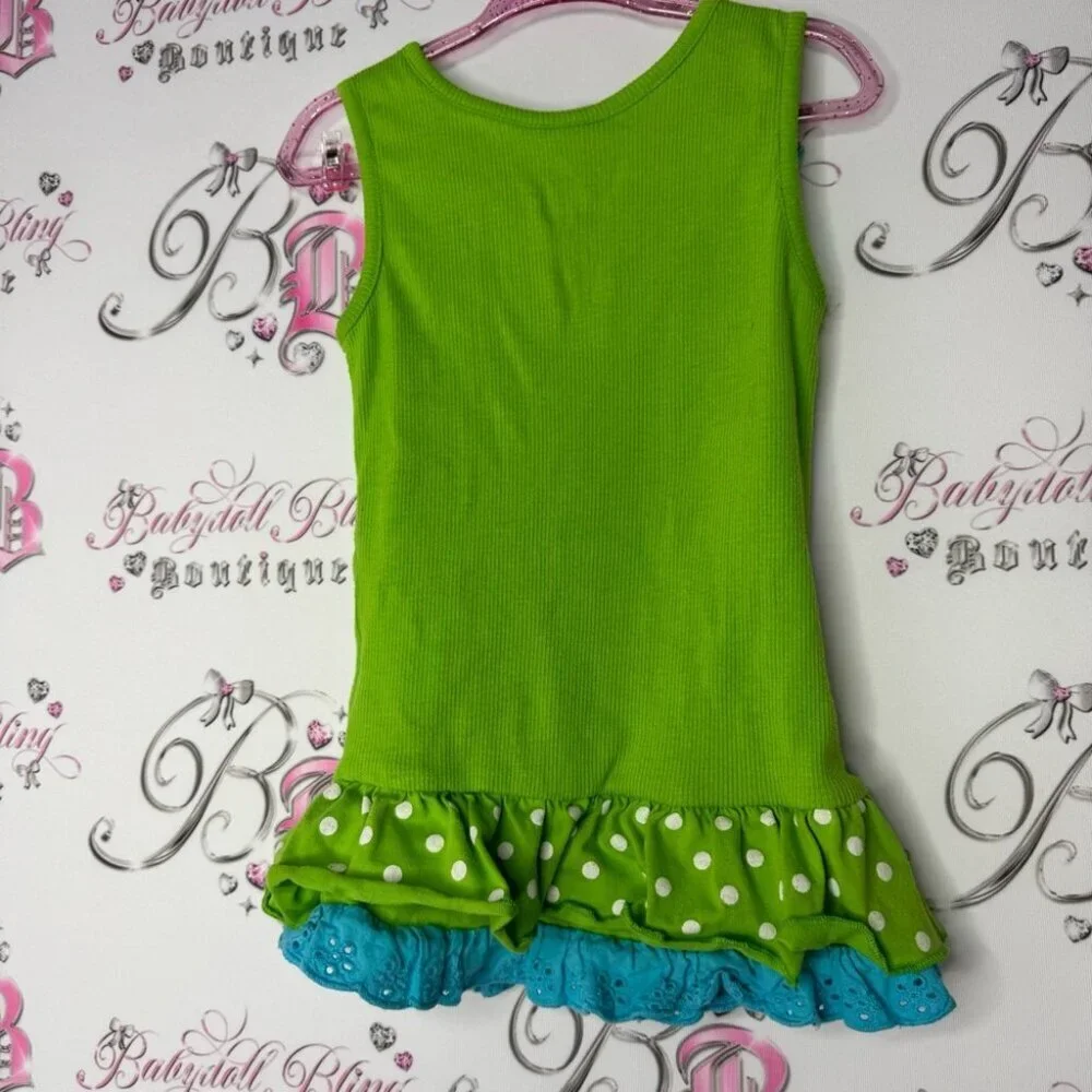 Disney tinkerbell tank top ruffle frill bottom sparkly decal fairy sweet y2k